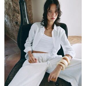 Zara 100% linen palazzo pants